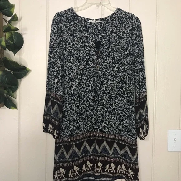 Ladies Altar’d State LS Multicolor Design Dress Elephants Flower Floral 
XS 0 2… - Picture 12 of 14